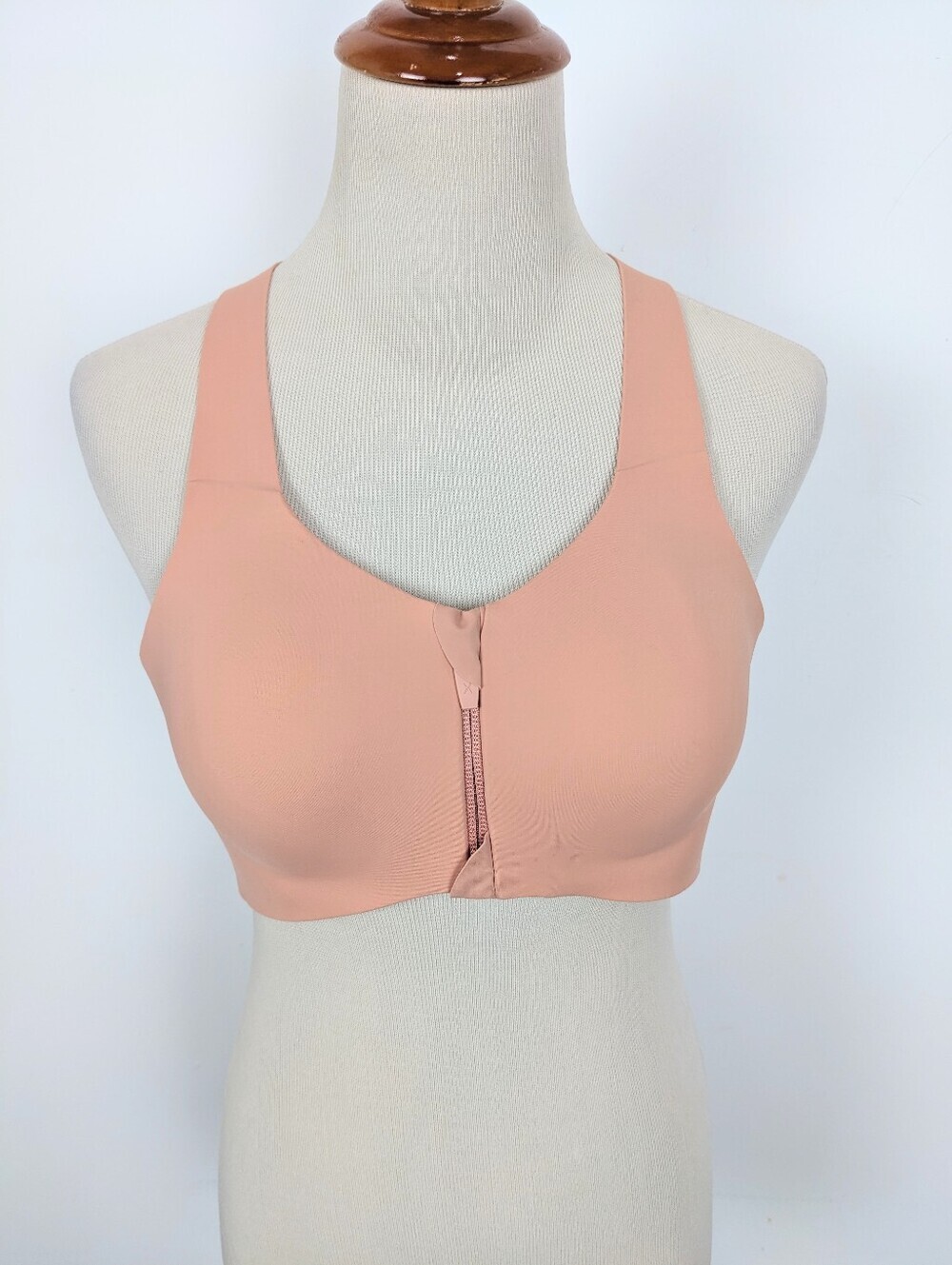 Knix Sports Bra Zip Front Crossed Strap Size 2 Peach Pink